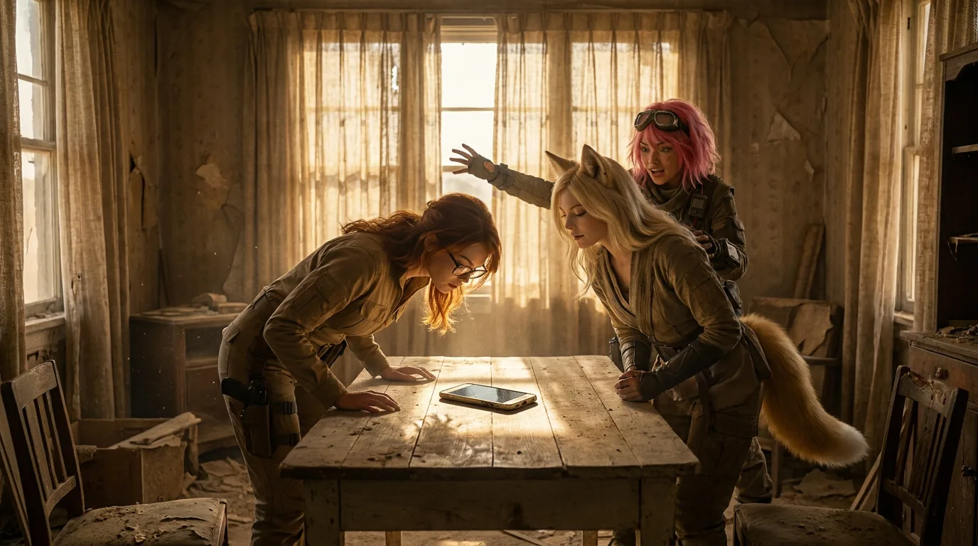 Character Reference Images In a post-apocalyptic setting three women lean