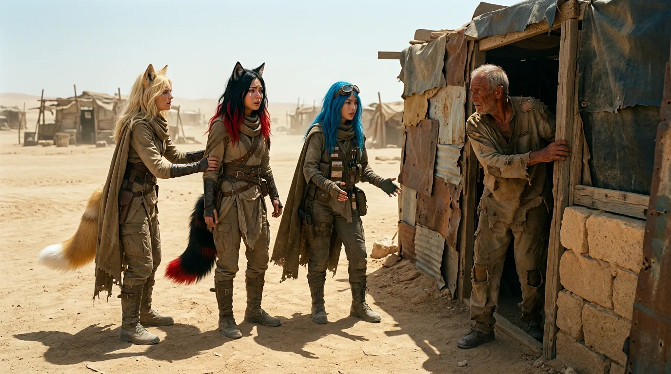 In a post-apocalyptic desert settlement three