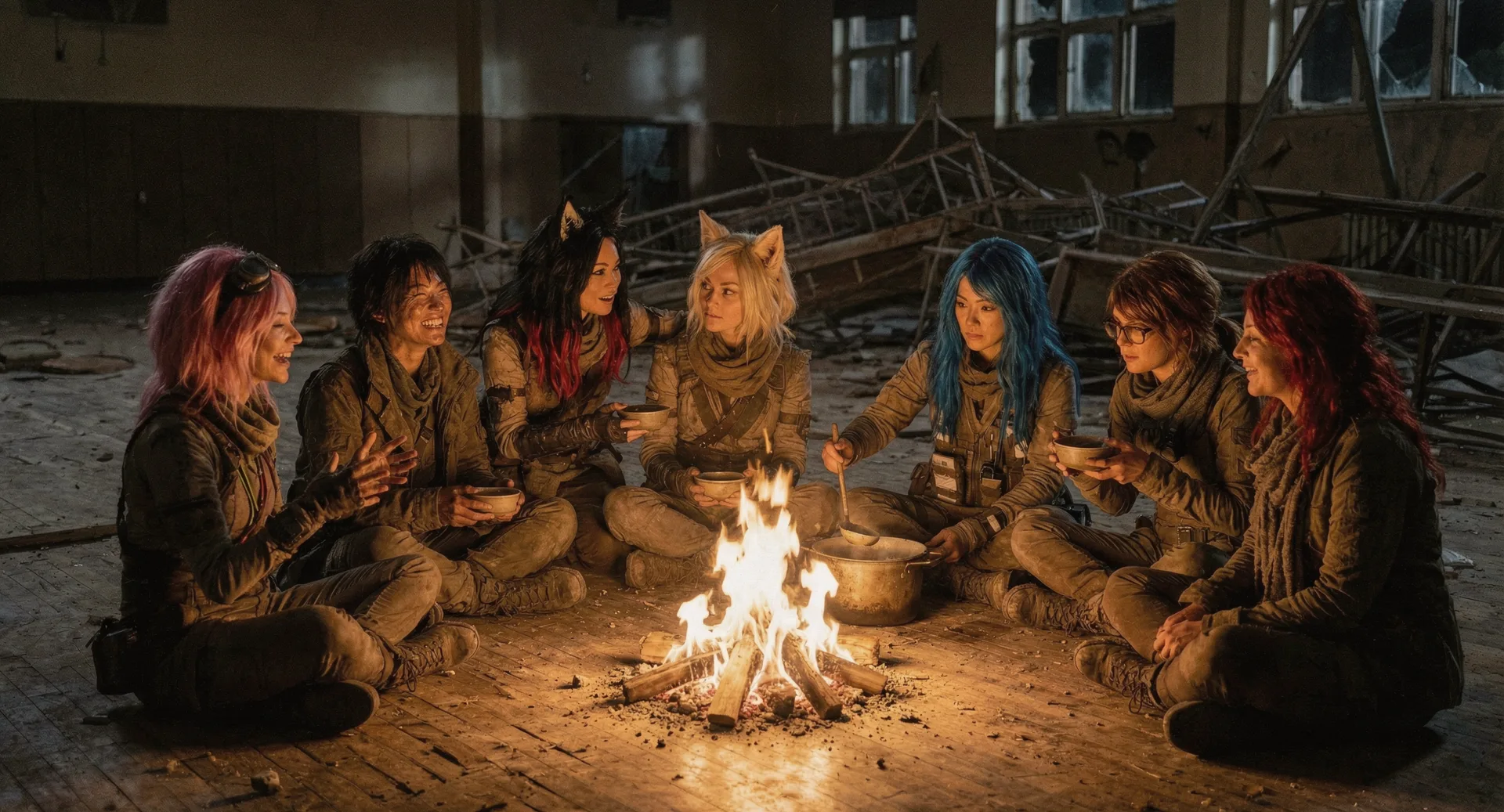 A group of six women with distinct hair colors