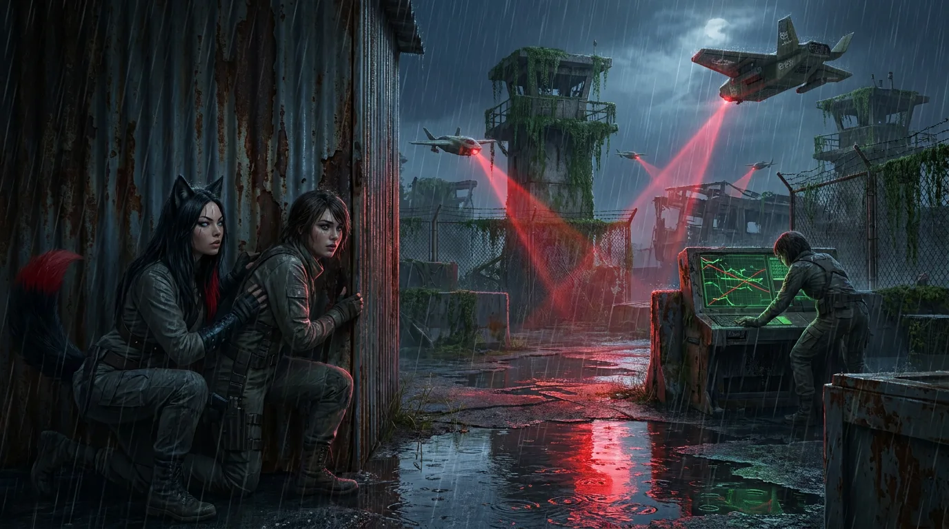 In a post-apocalyptic setting during a heavy