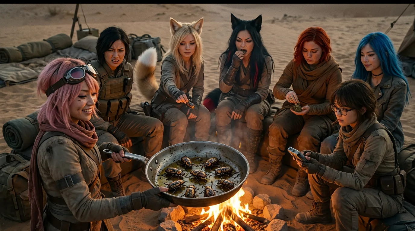 In a gritty post-apocalyptic desert scene