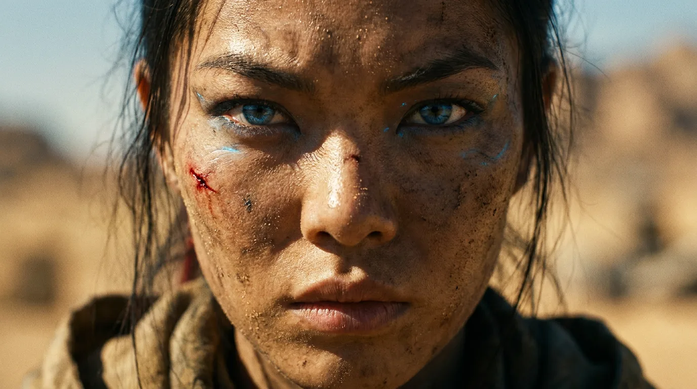 In a gritty cinematic style a young woman with