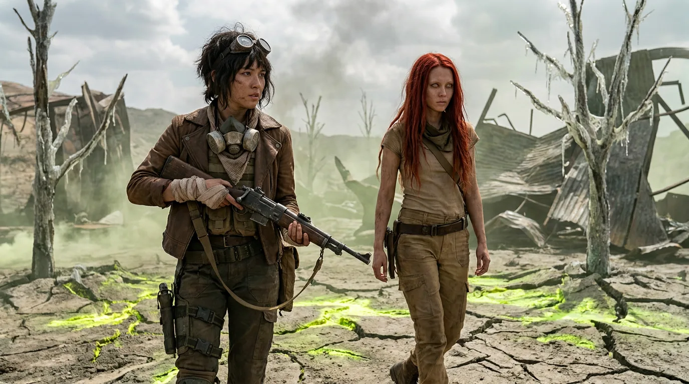 In a gritty post-apocalyptic style two women