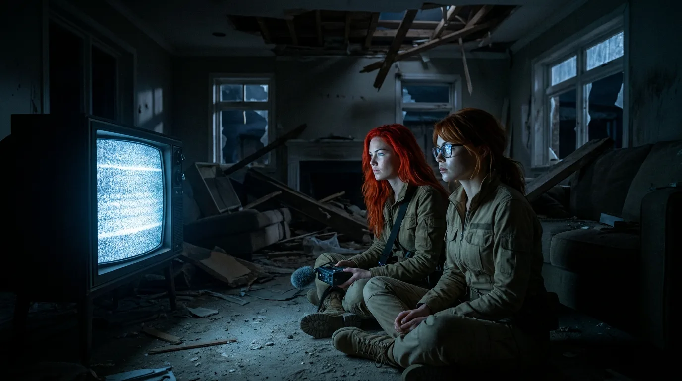Character Reference Images In a post-apocalyptic dwelling two women with
