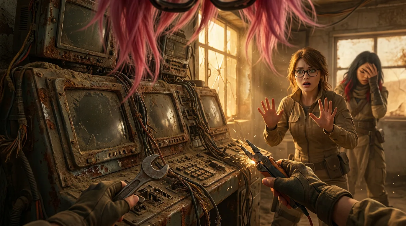 In a post-apocalyptic style a person holds