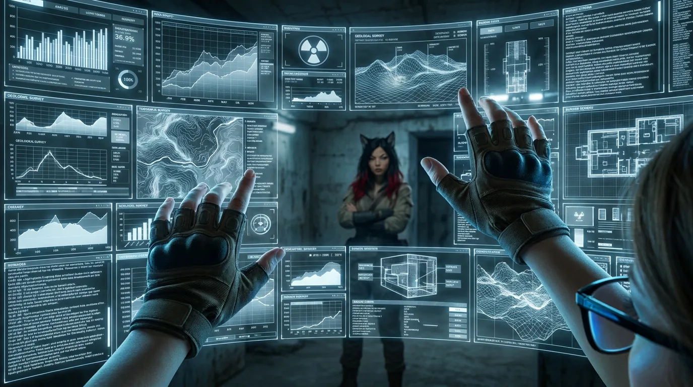 In a futuristic high-tech style a person