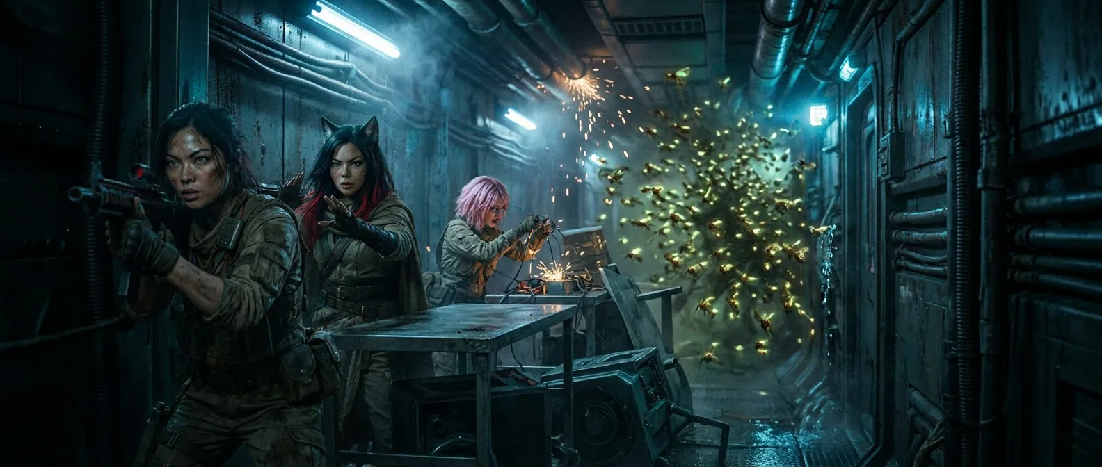 In a sci-fi gritty style three women
