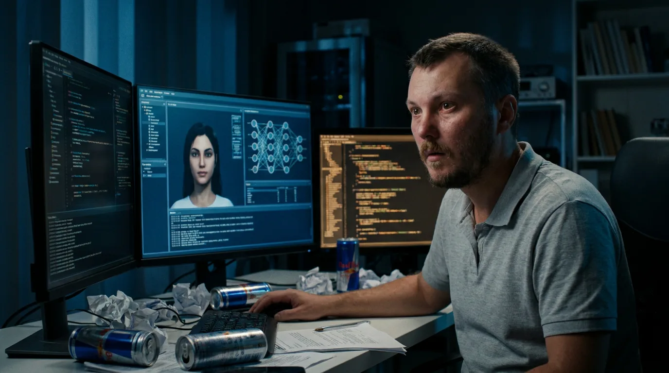 In a cinematic style a man with stubble