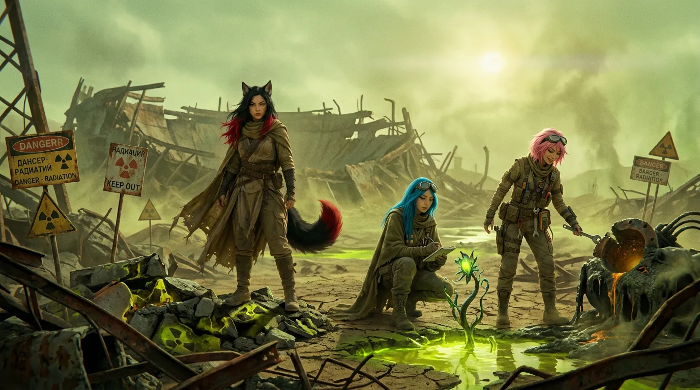 In a post-apocalyptic wasteland three women