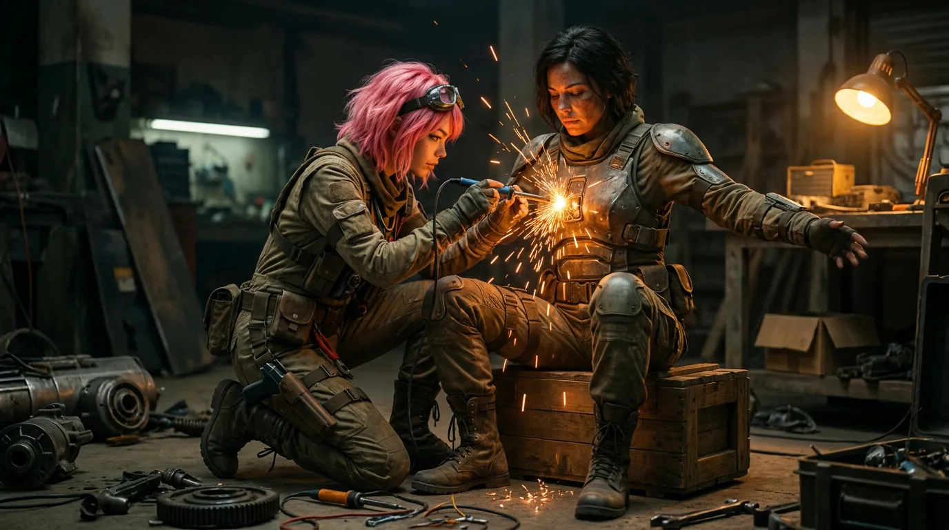 In a gritty post-apocalyptic style two women